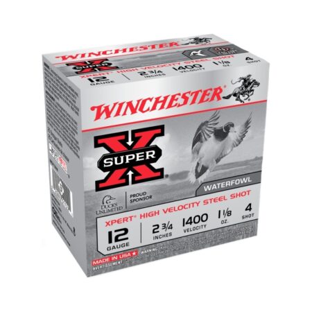 Winchester Super-X High Velocity 12 Gauge 2-3/4" 1-1/8 oz #4 Xpert Steel Shot- Lead Free- Box of 25