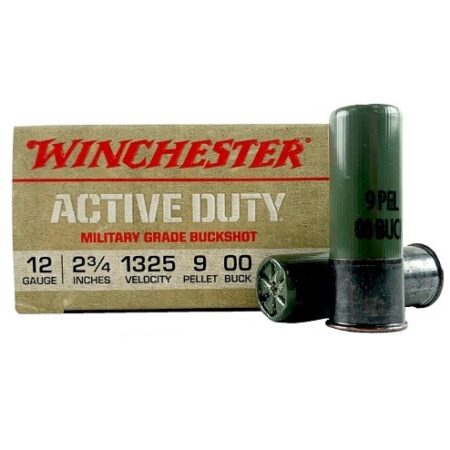 Winchester Active Duty 12 Gauge 2-3/4" 00 Buckshot 9 Pellets- Box of 25