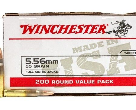 Winchester USA 5.56x45 NATO, 55 Gr. M193 Full Metal Jacket Boat Tail- Range Pack of 200