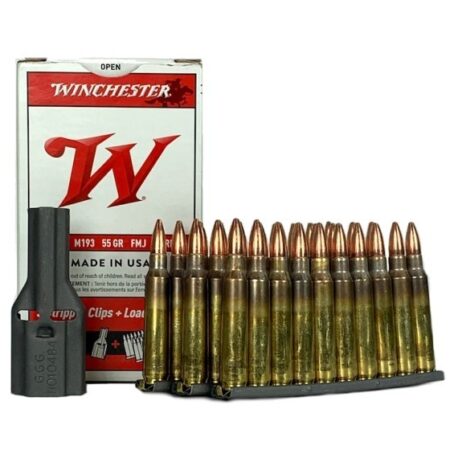 Winchester Clip Pack 5.56x45 NATO 55 Gr. M193 Full Metal Jacket- 30 Rounds on Stripper Clips + Loading Tool