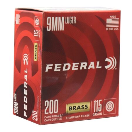 Federal Champion Training 9mm Luger 115 Gr. Champion Full Metal Jacket Round Nose- Box of 200