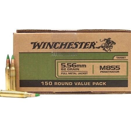 Winchester USA 5.56x45 NATO 62 Gr. M855 Penetrator Full Metal Jacket- Range Pack of 150