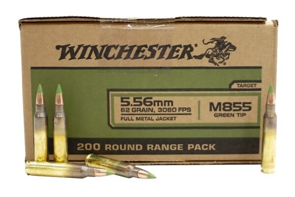 Winchester USA 5.56x45 NATO 62 Gr. M855 Penetrator Full Metal Jacket- Range Pack of 200