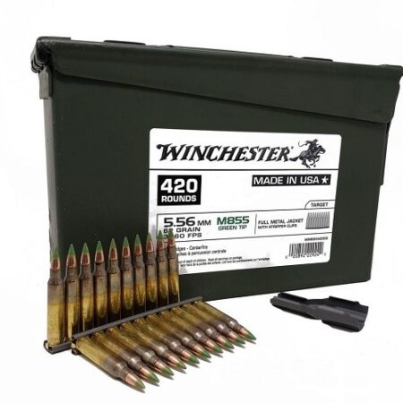 Winchester USA 5.56x45 NATO 62 Gr. M855 Full Metal Jacket- Metal Ammo Can of 420