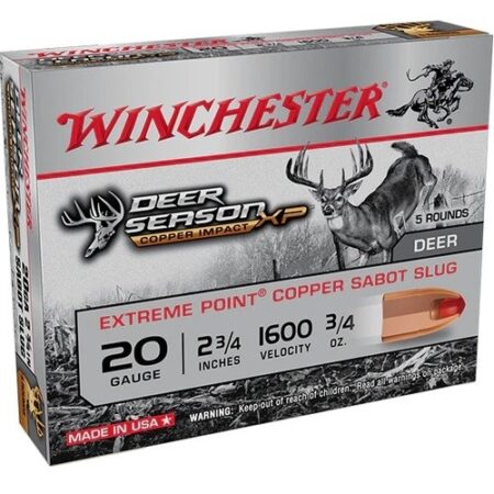 Winchester Deer Season Copper Impact XP 20 Gauge 2-3/4" 3/4oz Sabot Slug- Box of 5
