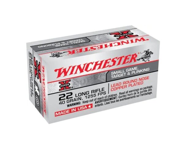 Winchester Super-X .22 Long Rifle 40 Gr. Plated Lead Round Nose- Box of 50
