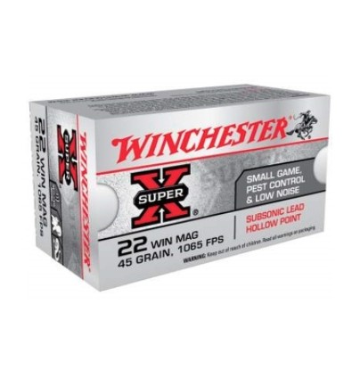 Winchester Super X .22 Winchester Magnum Rimfire(WMR) 45 Gr. Subsonic Lead Hollow Point- Box of 50