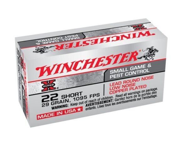 Winchester Super-X .22 Short 29 Gr. Copper Plated Lead Round Nose- Box of 50