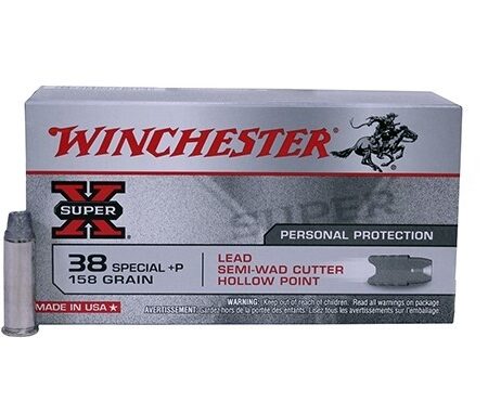 Winchester Super-X .38 Special +P 158 Gr. Lead Semi-Wadcutter Hollow Point- Box of 50
