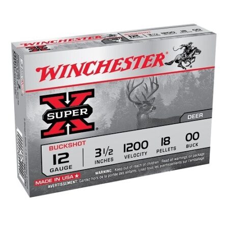 Winchester Super-X 12 Gauge 3-1/2" 00 Buckshot 18 Pellets- Box of 5