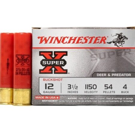 Winchester Super-X 12 Gauge 3-1/2" #4 Buckshot 54 Pellets- Box of 5