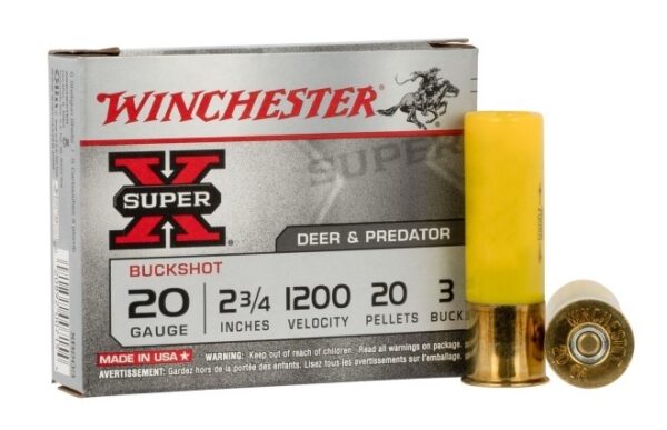 Winchester Super-X 20 Gauge 2-3/4" Buffered #3 Buckshot 20 Pellets- Box of 5