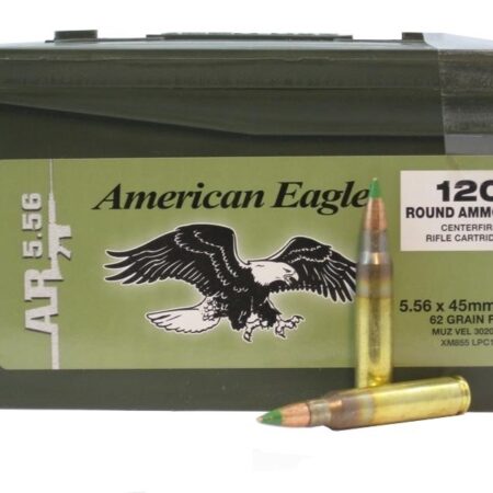 Federal American Eagle 5.56x45mm 62 Gr. M855 SS109 Penetrator FMJ- Plastic Ammo Can of 120