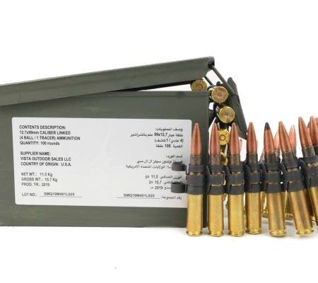 Federal .50 BMG 661 Gr. M33 FMJ / 618 Gr. M17 Tracer, Linked 4:1- 100 Round Belt- Ammo Can