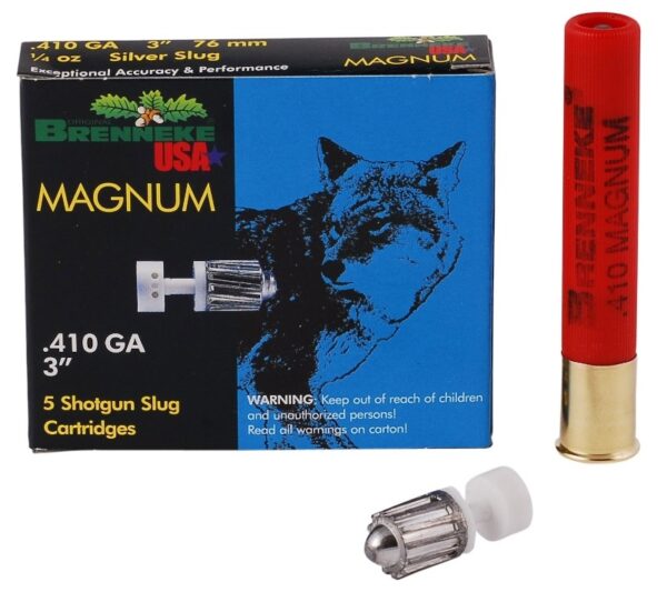 Brenneke USA Magnum .410 Bore 3" 1/4 oz Lead Silver Rifled Slug- Box of 5