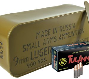 TulAmmo 9mm Luger 115 Gr. FMJ (Bi-Metal) Steel Case Berdan Primed- Can of 900