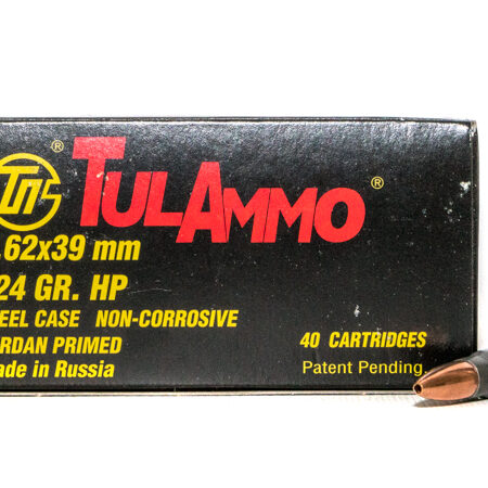 TulAmmo 7.62x39mm 124 Gr. Hollow Point (Bi-Metal) Steel Case Berdan Primed- Box of 40