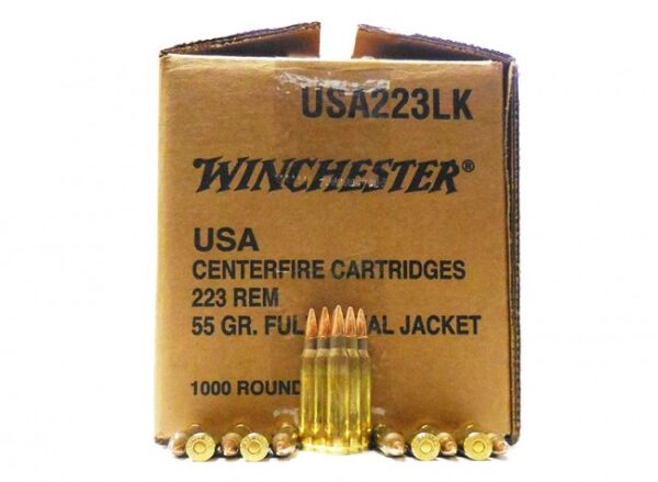 Winchester USA .223 Remington 55 Gr. Full Metal Jacket- Case of 1000