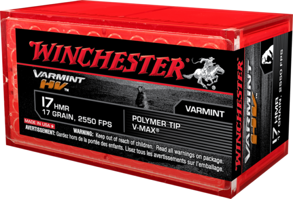 Winchester .17 Hornady Magnum Rimfire (HMR) 17 Gr. Hornady V-Max- Box of 50