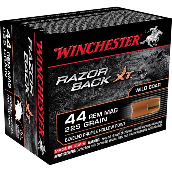 Winchester Razorback XT .44 Remington Magnum 225 Gr. Hollow Point- Lead-Free- Box of 20