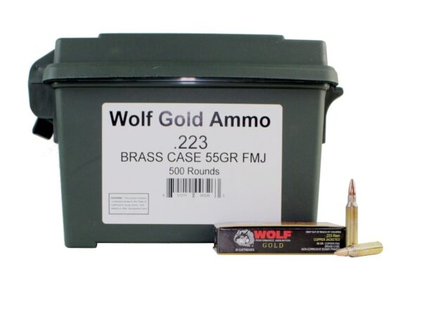 Wolf Gold .223 Remington 55 Gr. Full Metal Jacket- Plastic Ammo Can of 500