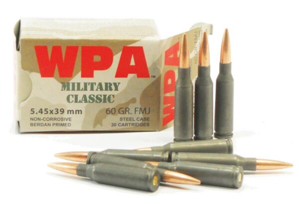 Wolf Military Classic 5.45x39 60 Gr. Full Metal Jacket (Bi-Metal) Steel Case Berdan Primed- Box of 30