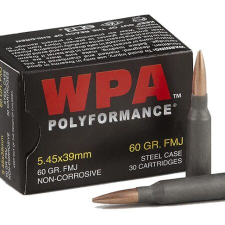Wolf Polyformance 5.45x39mm 60 Gr. FMJ (Bi-Metal) Jacket Steel Case- Box of 30