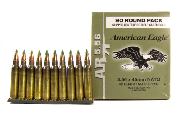 Federal American Eagle 5.56x45mm NATO 62 Gr. M855 SS109 Penetrator Full Metal Jacket- Box of 90