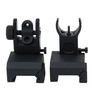 an image of the product AR15 Same Plane Flip-Up Back-Up Iron Sight Set with H&K Style Front Sight- Black - IS001
