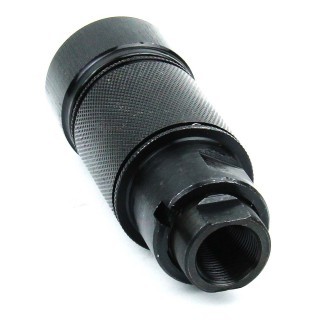 an image of the product AR10 .308 Krinkov Style 3-Piece Muzzle Brake 5/8"x24 Thread with Crush Washer- Steel Black - MZ1008-3B
