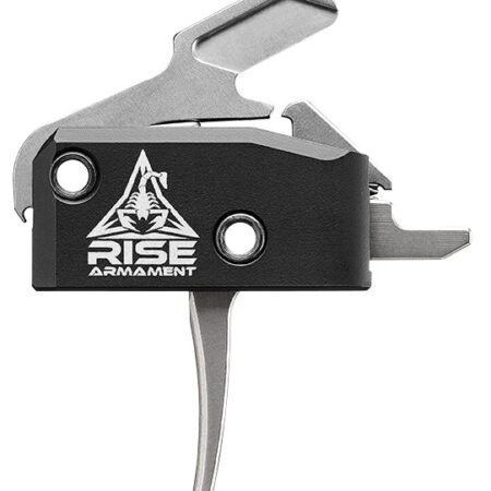 Rise Armament RA-434 AR High Performance Single Stage Flat Blade Trigger w/ Anti-Walk Pins- Silver 3.5 lb.