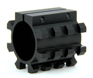 Universal 5-Sided 1" Picatinny Shotgun Magazine Tube Mount- Aluminum Black