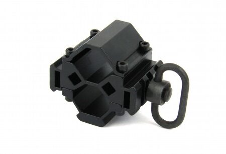 Universal Tri-Rail Shotgun Barrel / Magazine Tube Mount with QD Sling Swivel- Aluminum Black