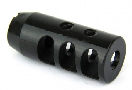 AK 7.62x39mm Compact Style Muzzle Brake 14-1 Left Hand Threads- Steel Black