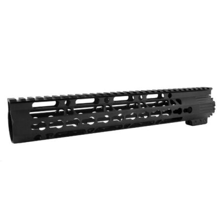 an image of the product AR15 Ultra Slim (Gen2) KeyMod Free-Float Clamp-On Handguard with Detachable Rails 15"- Aluminum Black- HG10-15