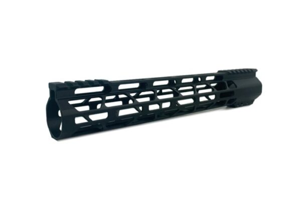 an image of the product AR15 Ultra Slim M-LOK Free Floating Top Cut Clamp-On Handguard- 12"- Aluminum Black- HG08-12-N