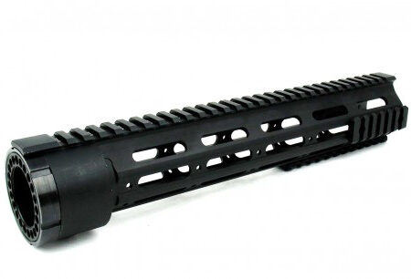 an image of the product AR15 Slim Style Free-Float 1-Piece Quad Rail with Detachable Rails 12"- Aluminum Black- HG03-12