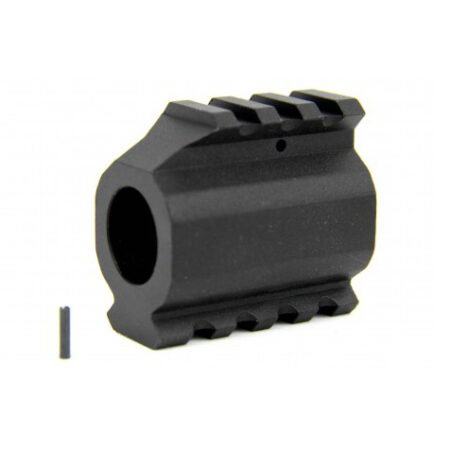 an image of the product AR15 Low Profile Gas Block .750" Diameter with Picatinny Top and Bottom Rails- Aluminum Black- MAR002