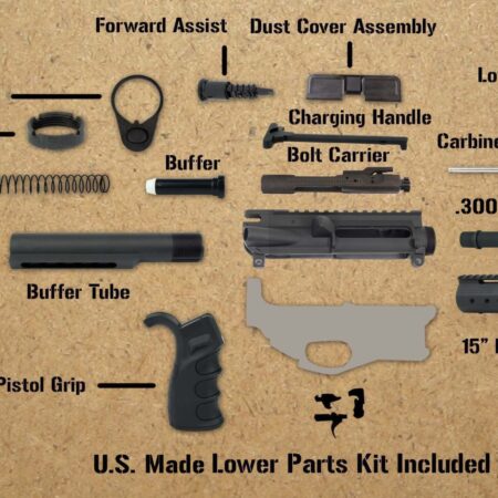 AR15 Complete Rifle Kit .300 AAC Blackout 1 in 7" Twist 16" Barrel with 15" Free Float KeyMod Handguard