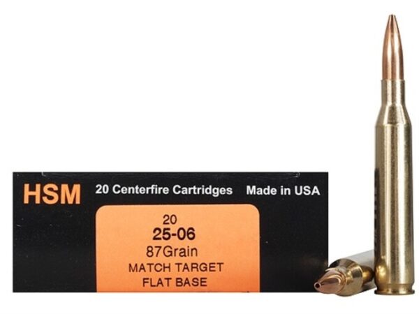 HSM Factory Blemish .25-06 Remington 87 Gr. Berger Match Target Flat Base Hollow Point- Box of 20