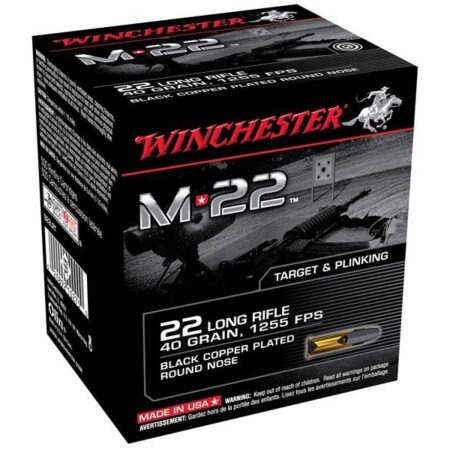 Winchester M-22 .22 Long Rifle 40 Gr. Black Plated Lead Round Nose- Box of 1000