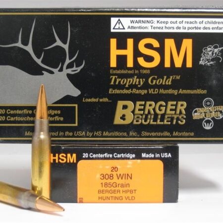 HSM Factory Blemish .308 Winchester 185 Gr. Berger Hunting VLD Hollow Point Boat Tail- Box of 20