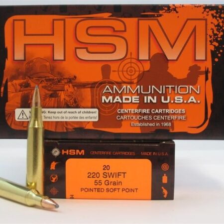 HSM Factory Blemish .220 Swift 55 Gr. Pointed Soft Point- Box of 20