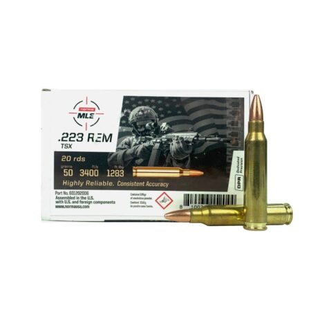 Norma MLE .223 Remington 50 Gr. Barnes TSX Hollow Point- Lead Free- Box of 20