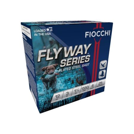 Fiocchi Flyway Series 12 Gauge 3" 1-1/5 oz #4 Zinc-Plated Steel Shot- Box of 25