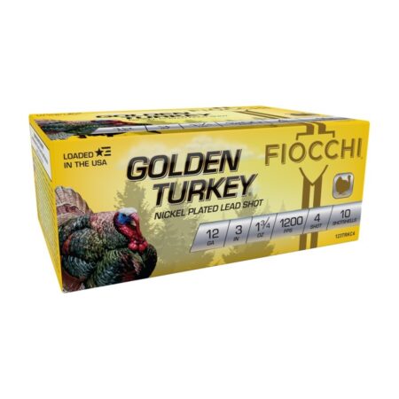 Fiocchi Golden Turkey 12 Gauge 3" 1-3/4 oz  #4 Nickel-Plated Shot- Box of 10