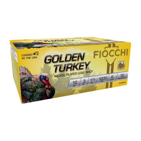 Fiocchi Golden Turkey 12 Gauge 3" 1-3/4 oz  #6 Nickel-Plated Shot- Box of 10