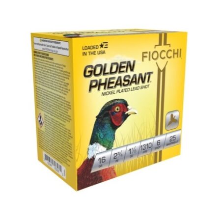 Fiocchi Golden Pheasant 16 Gauge 2-3/4" 1-1/8 oz #6 Nickel-Plated Shot- Box of 25