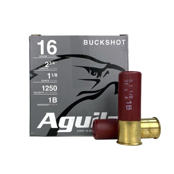 Aguila High Velocity 16 Gauge 2-3/4" 1-1/8 oz #1 Buckshot- Box of 25