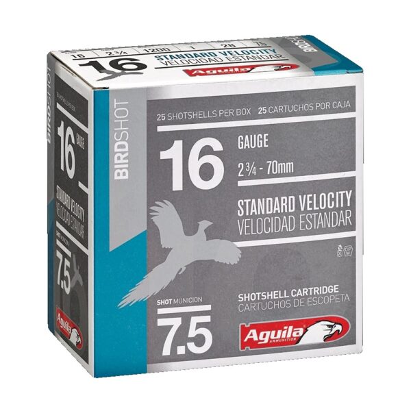 Aguila Standard Velocity 16 Gauge 2-3/4" 1 oz #7-1/2 Lead Shot- Box of 25